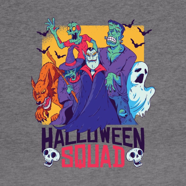 Halloween Monster Squad // Zombie, Witch, Vampire, Ghost, Werewolf, Frankenstein by SLAG_Creative